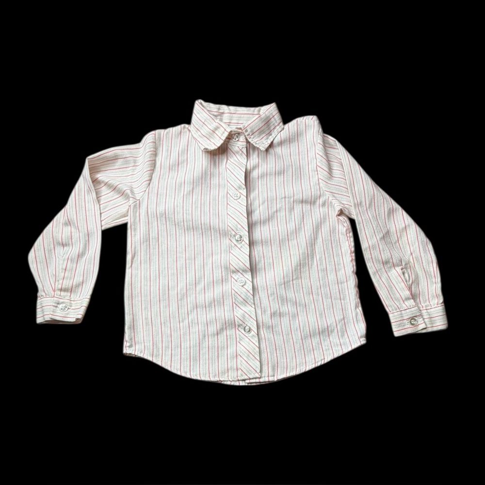Lucky Girl 70s Vintage Striped Cream Button Up Shirt No Sz